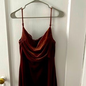 Revelry Terracotta Size 8 Velvet Bridesmaid Dress